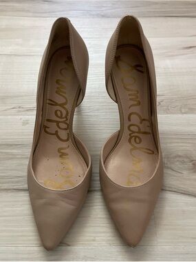 Sam Edelman Taupe/Nude Leather D'Orsay Pointed Toe Pumps